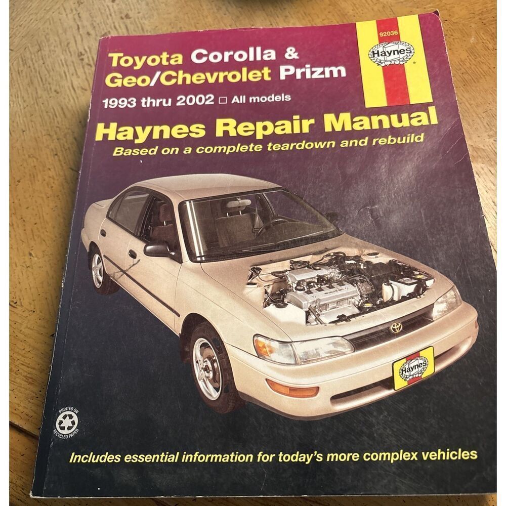 Haynes Publications 1993 Thru 2002 Repair Manual Toyota Corolla,Geo & Chev Prizm